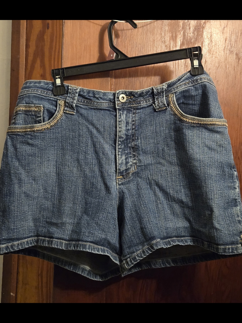Faded Glory Medium Blue Denim Shorts with Contrast Trim
